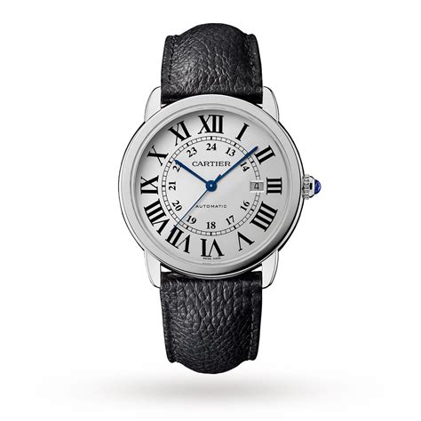 cartier black leather watch|luxury leather watches.